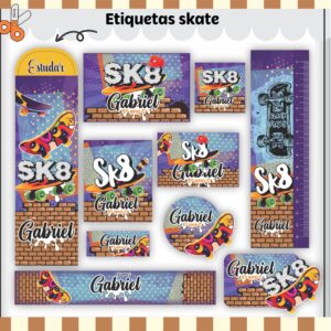 Arquivo Digital Etiquetas Escolares Skate