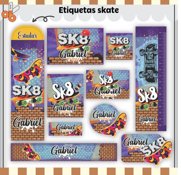 Arquivo Digital Etiquetas Escolares Skate