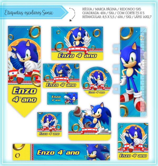 Arquivo Digital Etiquetas Escolares Sonic