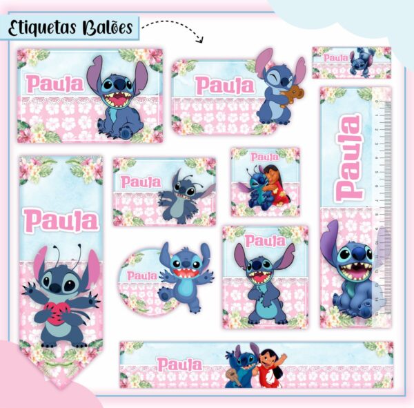 Arquivo Digital Etiquetas Escolares Stitch