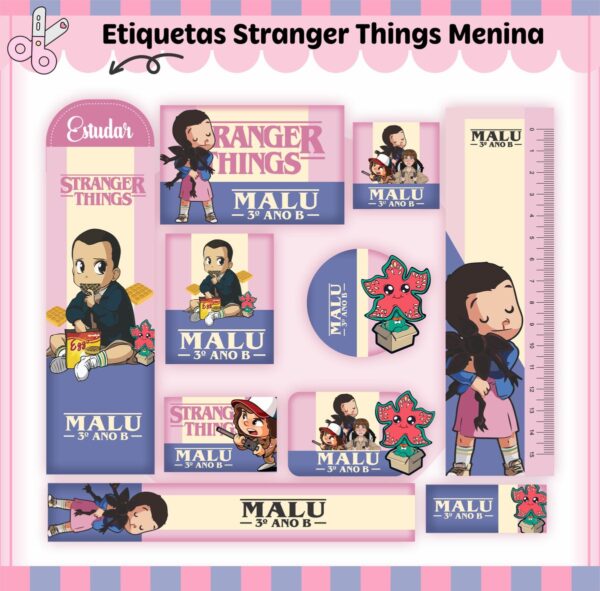 Arquivo Digital Etiquetas Escolares Stranger Things