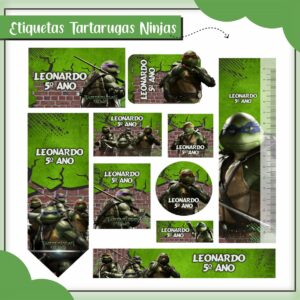Arquivo Digital Etiquetas Escolares Tartarugas Ninja