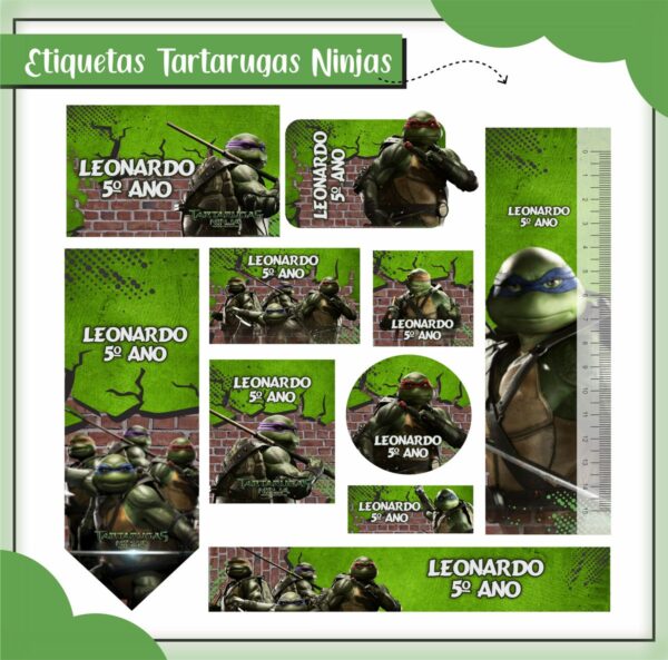 Arquivo Digital Etiquetas Escolares Tartarugas Ninja