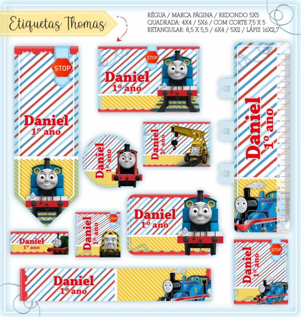 Arquivo Digital Etiquetas Escolares Thomas e seus Amigos