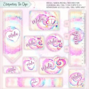 Arquivo Digital Etiquetas Escolares Tie Dye