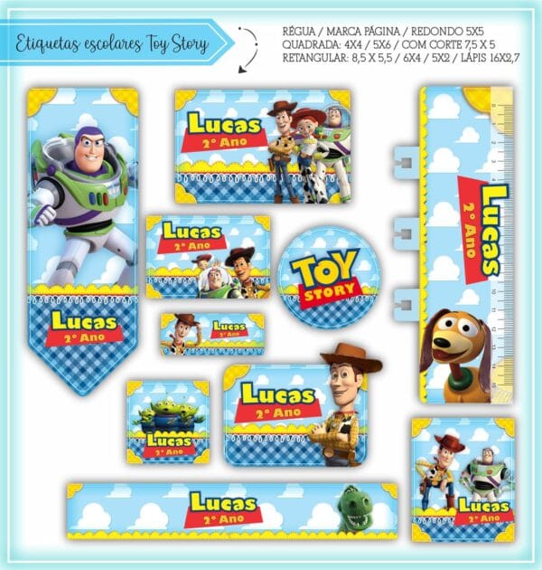 Arquivo Digital Etiquetas Escolares Toy Story