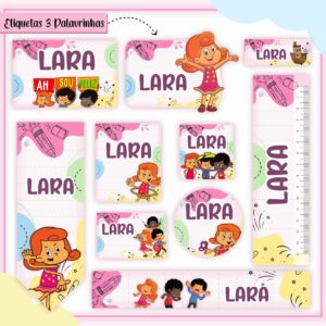 Arquivo Digital Etiquetas Escolares Três Palavrinhas Menina