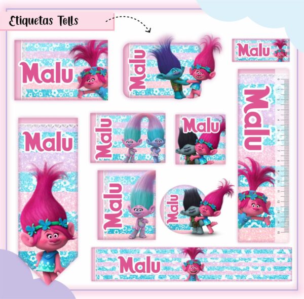 Arquivo Digital Etiquetas Escolares Trolls