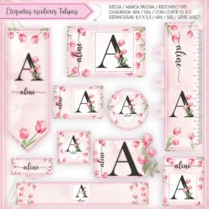 Arquivo Digital Etiquetas Escolares Tulipas