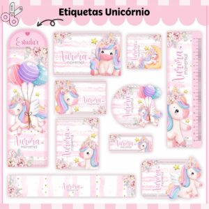 Arquivo Digital Etiquetas Escolares Unicórnio V3