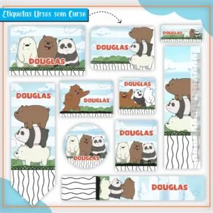 Arquivo Digital Etiquetas Escolares Urso Sem Curso