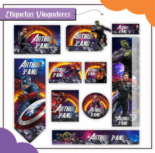 Arquivo Digital Etiquetas Escolares Vingadores