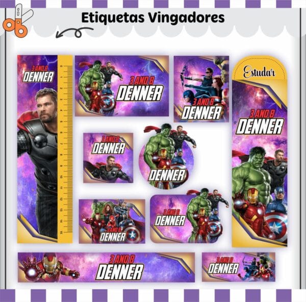 Arquivo Digital Etiquetas Escolares Vingadores V2