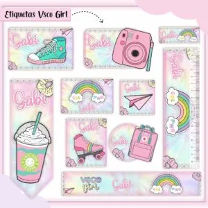 Arquivo Digital Etiquetas Escolares VSCO Girl