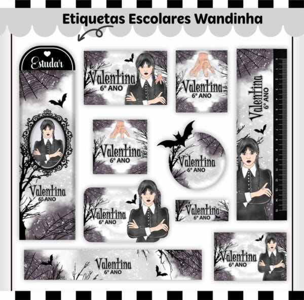 Arquivo Digital Etiquetas Escolares Wandinha