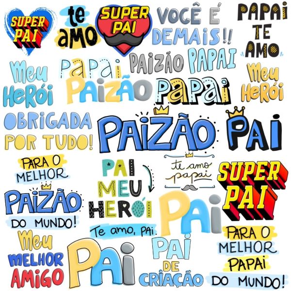 Arquivo Digital Frases Lettering Dia dos Pais Pai Herói