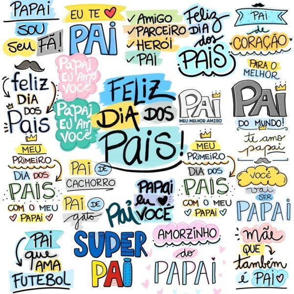 Arquivo Digital Frases Lettering Dia dos Pais Pai Herói