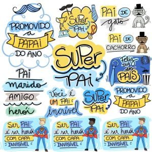 Arquivo Digital Frases Lettering Dia dos Pais Pai Herói