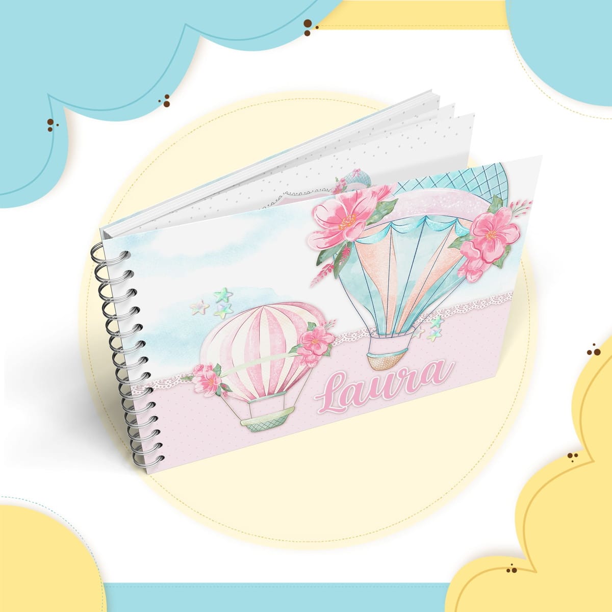 Arquivo Digital Livro Mêsversário Menina Tema Balão de Ar 1 Arquivo Digital Livro Mêsversário Menina Tema Balão de Ar