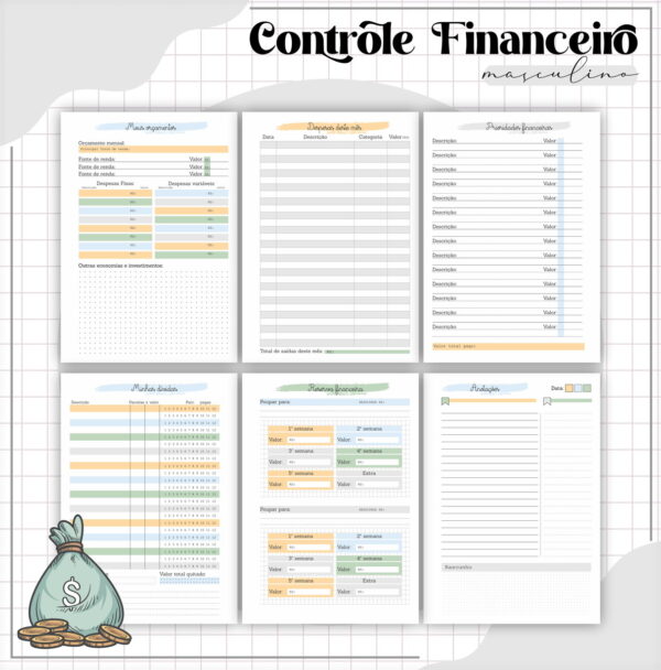 Arquivo Digital Planner Financeiro Masculino
