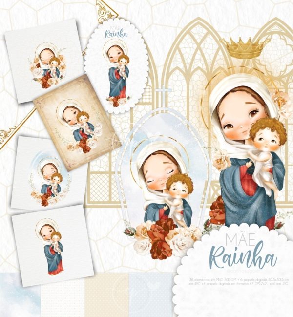 Arquivo Digital Santinhos Mãe Rainha Ilustrações Católicas