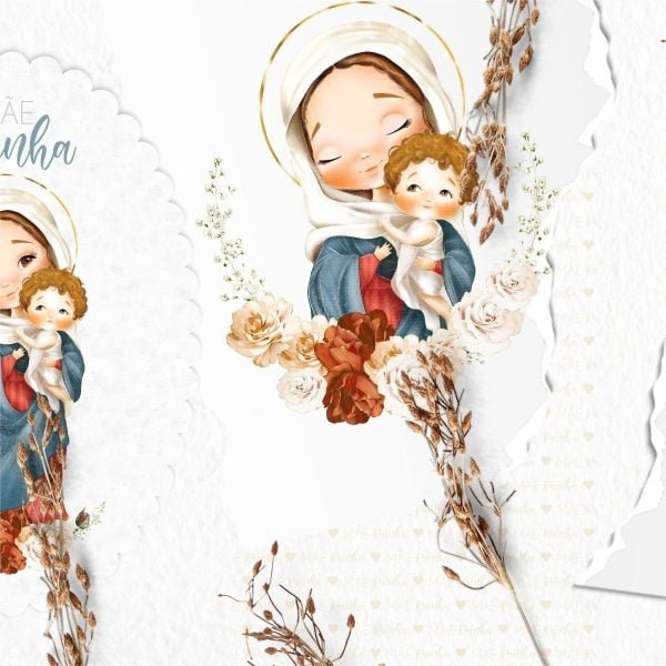 Arquivo Digital Santinhos Mãe Rainha Ilustrações Católicas
