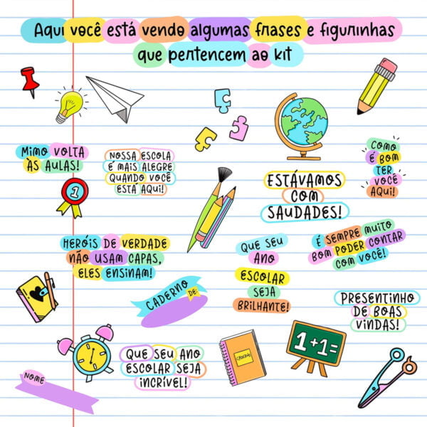 Arquivo Digital Volta Às Aulas Frases Figuras Personalizados