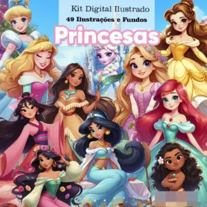 Arquivo PNG Princesas Disney Kit Digital para Papelaria Personalizada