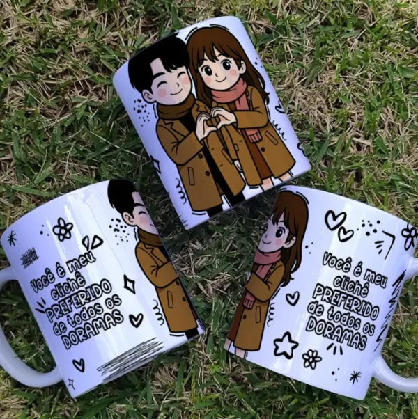 Arquivos Editáveis para Caneca - Tema Dorama Romântico