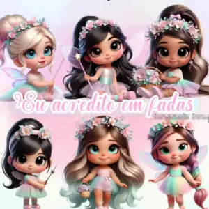 Arquivos Fadinhas PNG Premium para Projetos de Papelaria Personalizada