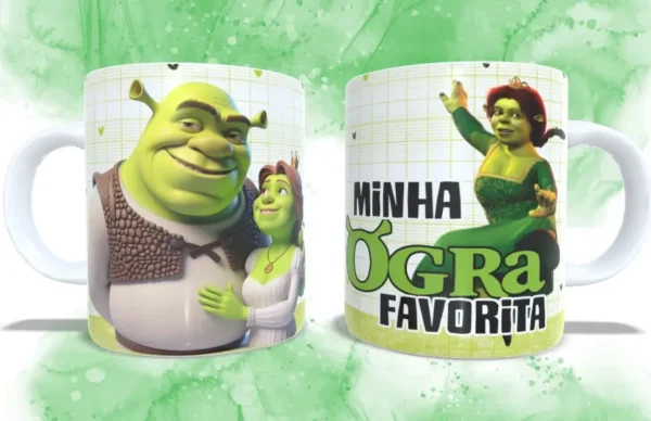 Arquivos JPG para Sublimação de Canecas - Fiona e Shrek