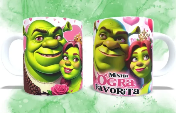 Arquivos JPG para Sublimação de Canecas - Fiona e Shrek