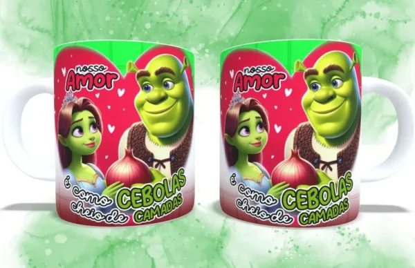 Arquivos JPG para Sublimação de Canecas - Fiona e Shrek