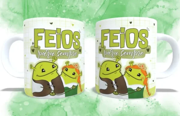 Arquivos JPG para Sublimação de Canecas - Fiona e Shrek