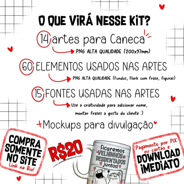 Arquivos JPG para Sublimação em Canecas - Temática Amorosa