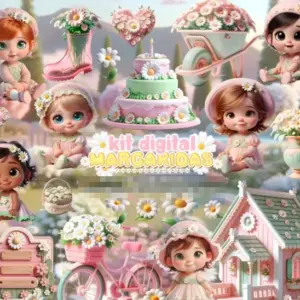 Arquivos Png Margaridas E Mascotinhas 3d Scrapbook Digital