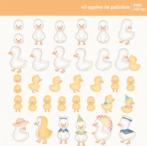 Arquivos Png Patinhos Aquarela Kit Digital Papelaria Criativa 7