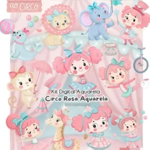 Arquivos PNG Tema Circo Rosa para Criações Exclusivas