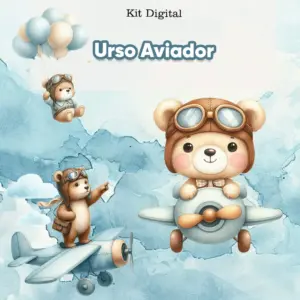 Arquivos PNG Ursinho Piloto para Cartonagem e Papelaria