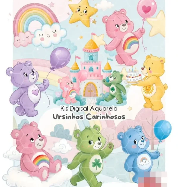 Arquivos PNG Ursinhos Carinhosos Aquarela para Download
