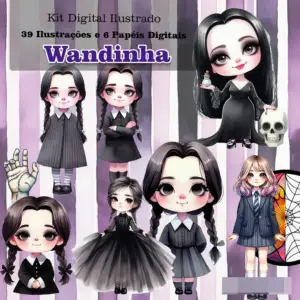 Arquivos PNG Wandinha Addams para Papelaria Personalizada
