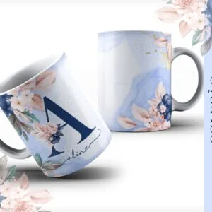 Arte Caneca Alfabeto Azul - Arquivo Digital 18 Arte Caneca Alfabeto Azul Arquivo Digital