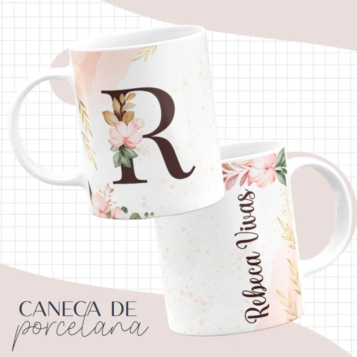 Arte Caneca Alfabeto Floral - Arquivo Digital 1 Arte Caneca Alfabeto Floral - Arquivo Digital