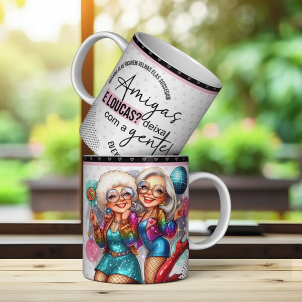 Arte Caneca Amigas Velinhas - Png e Corel