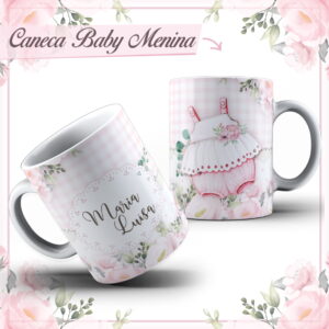 arte caneca bebe menina para sublimacao em png pdf e cdr