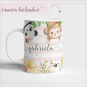 arte caneca bichinhos aquarela infantil para sublimacao