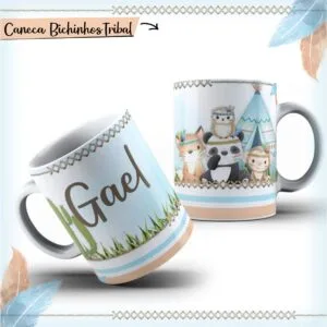 Arte Caneca Bichinhos Tribal - Arquivo Digital