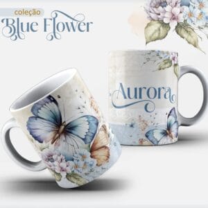 Arte Caneca Borboleta Azul - Arquivo Digital