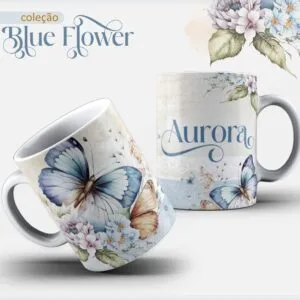 Arte Caneca Borboleta Azul - Arquivo Digital 10 Arte Caneca Borboleta Azul - Arquivo Digital