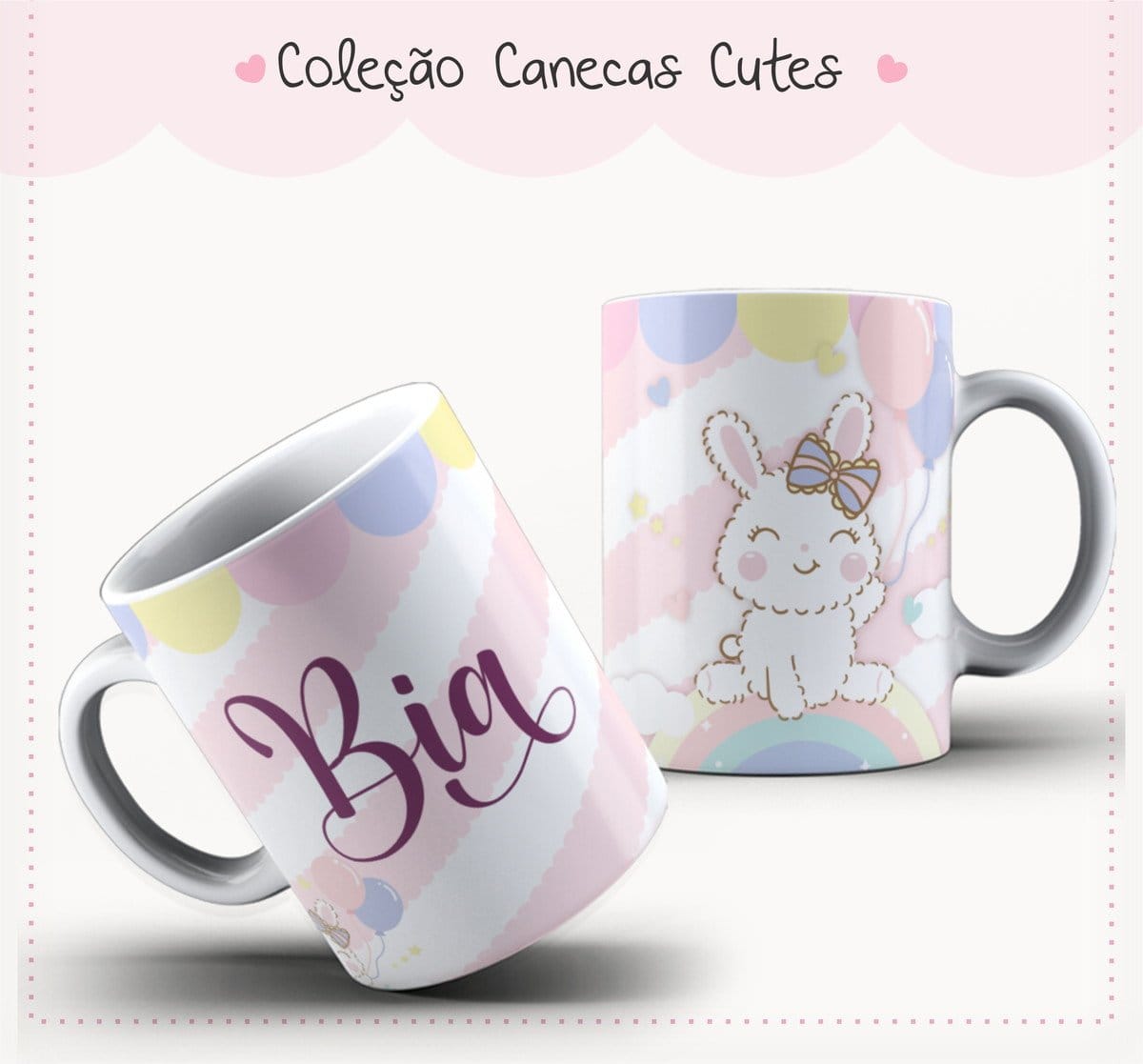 Arte Caneca Coelhinho Cute Kawaii Pastel 1 Arte Caneca Coelhinho Cute Kawaii Pastel